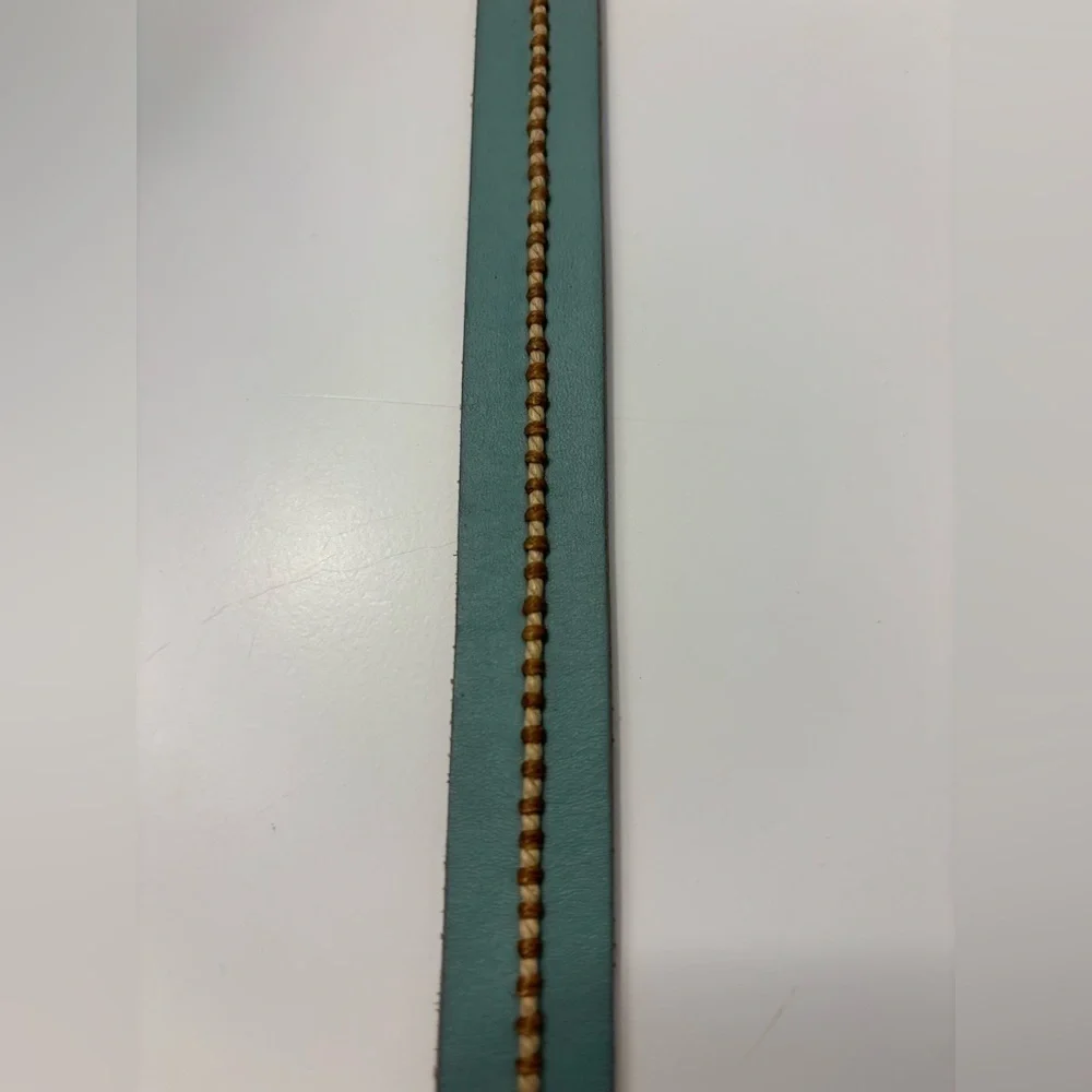 Fossil Women’s Turquoise Silver Buckle Rope Detail Leather Belt Size Small